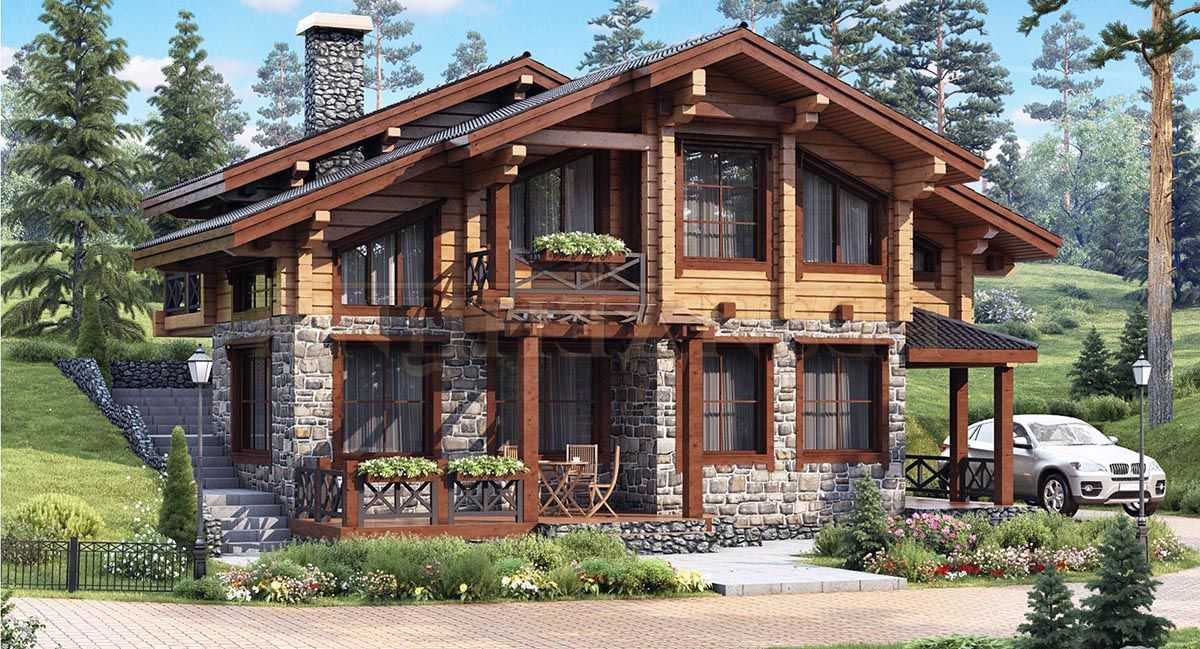 Типы комбинированных домов из камня и дерева: проектирование и постройка