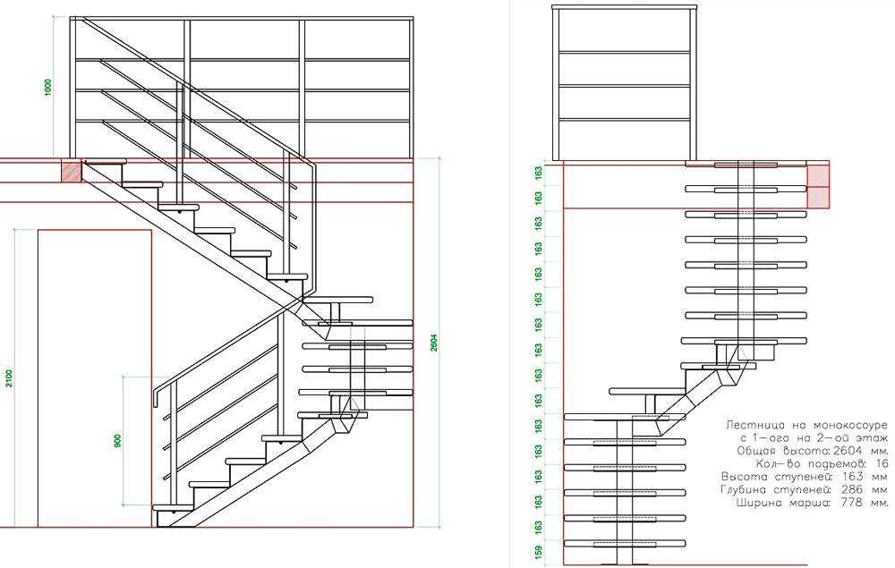 Лестница из профильной трубы на второй этаж — чертежи и схемы